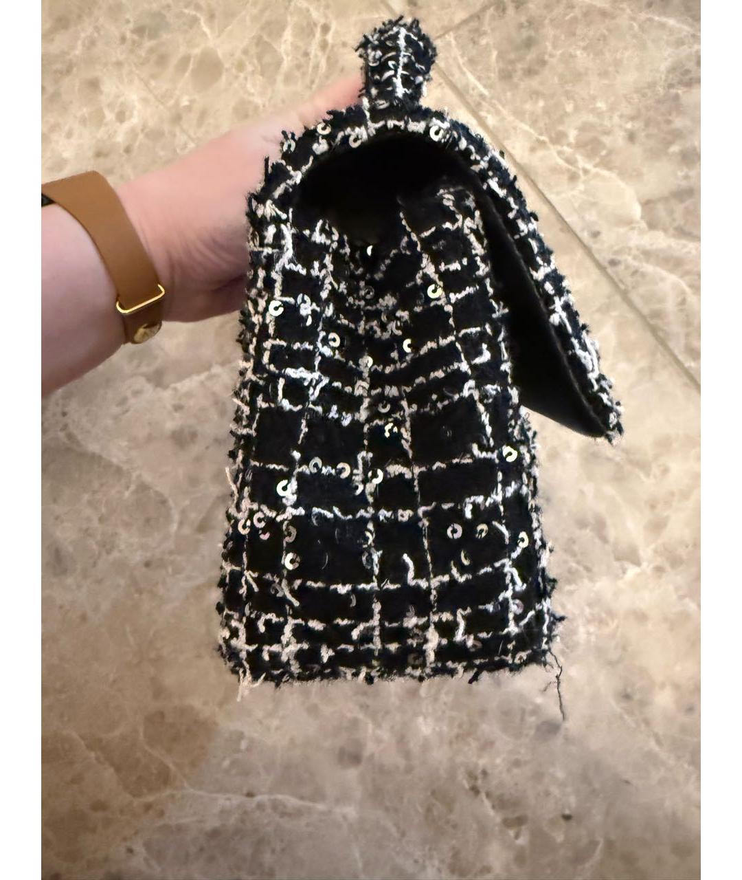 CHANEL Черная твидовая сумка с короткими ручками, фото 3