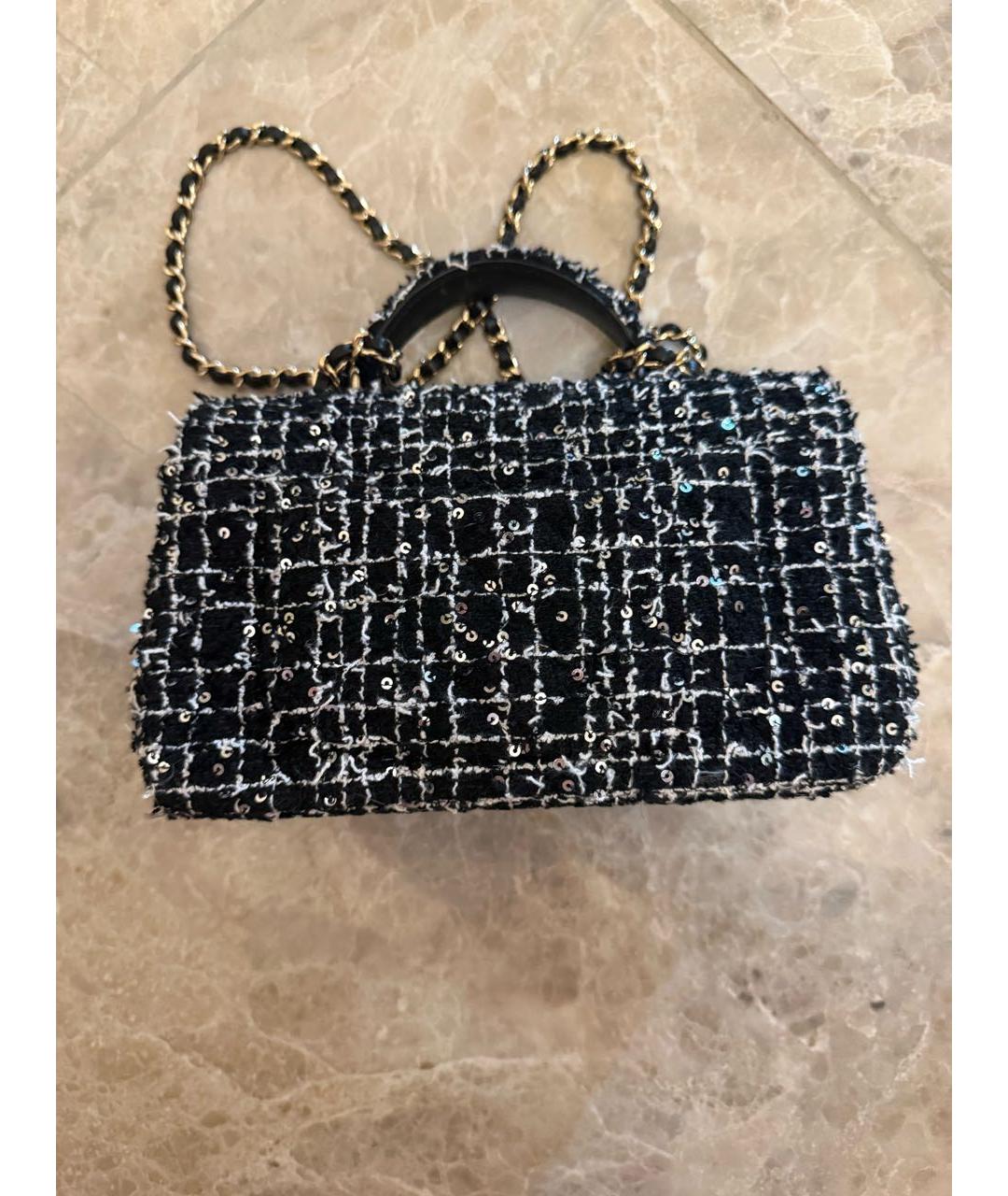 CHANEL Черная твидовая сумка с короткими ручками, фото 2