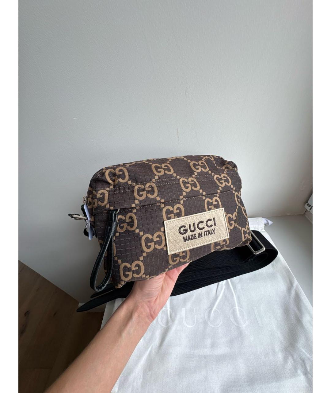 GUCCI Коричневая тканевая сумка на плечо, фото 2