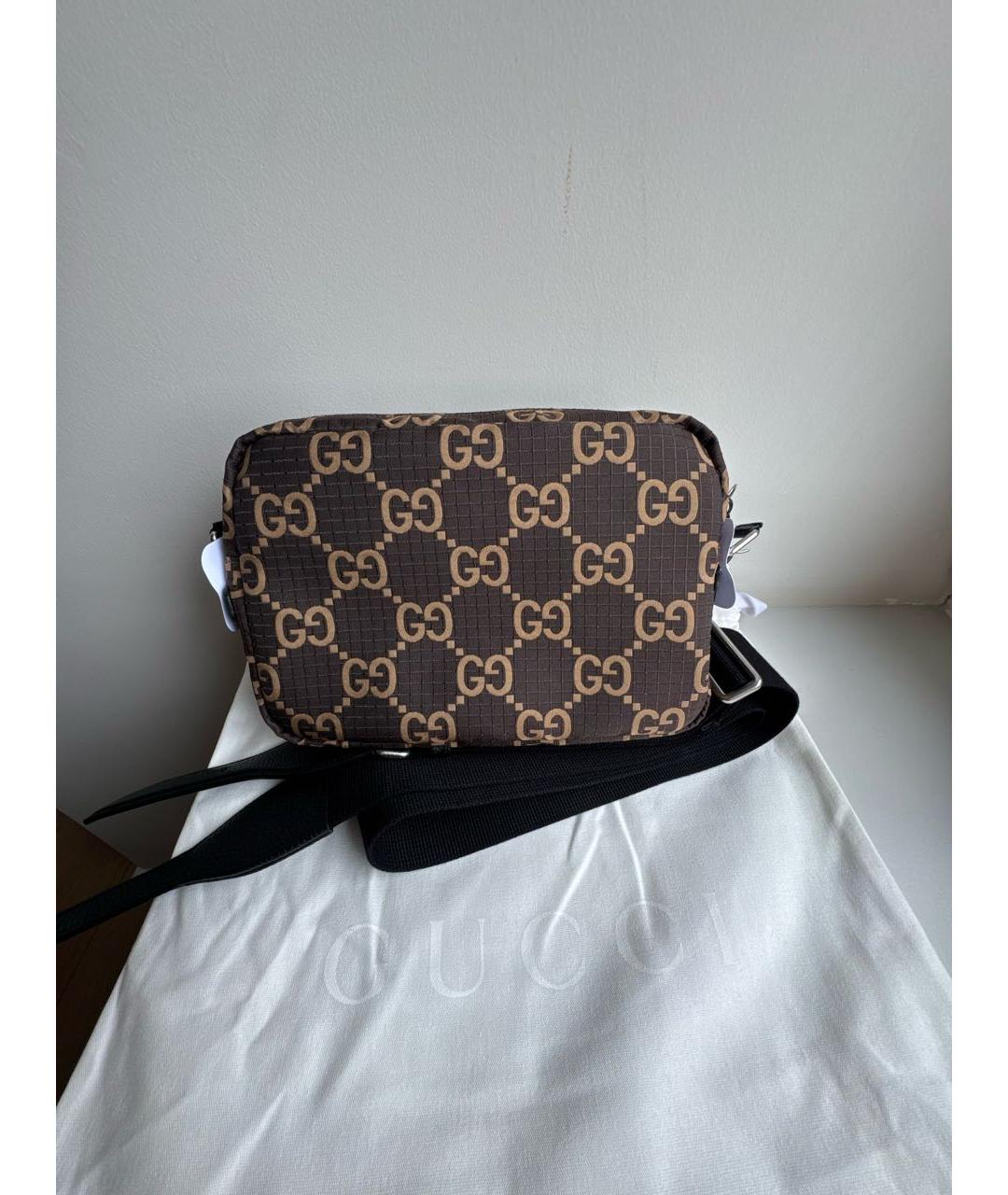 GUCCI Коричневая тканевая сумка на плечо, фото 3