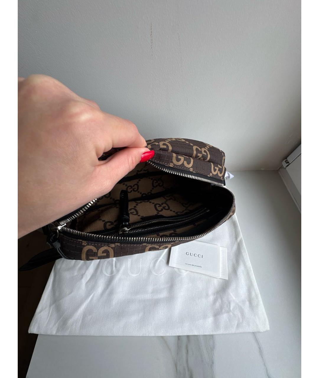 GUCCI Коричневая тканевая сумка на плечо, фото 4