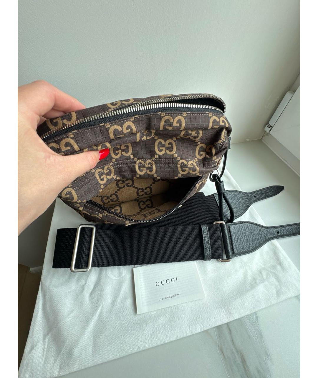 GUCCI Коричневая тканевая сумка на плечо, фото 6