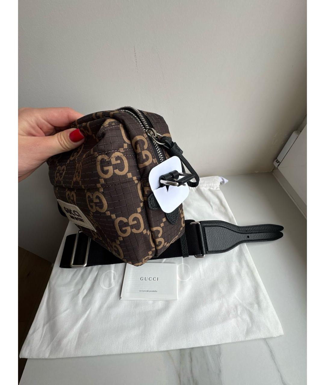 GUCCI Коричневая тканевая сумка на плечо, фото 5