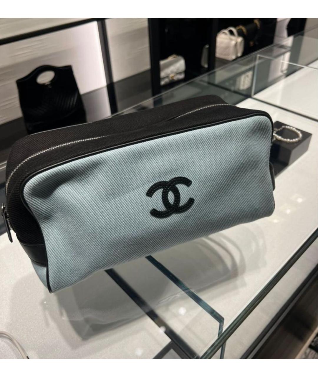 CHANEL Синяя тканевая косметичка, фото 3