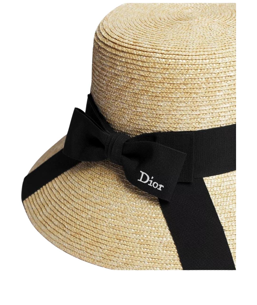 CHRISTIAN DIOR Бежевая соломенная шляпа, фото 3