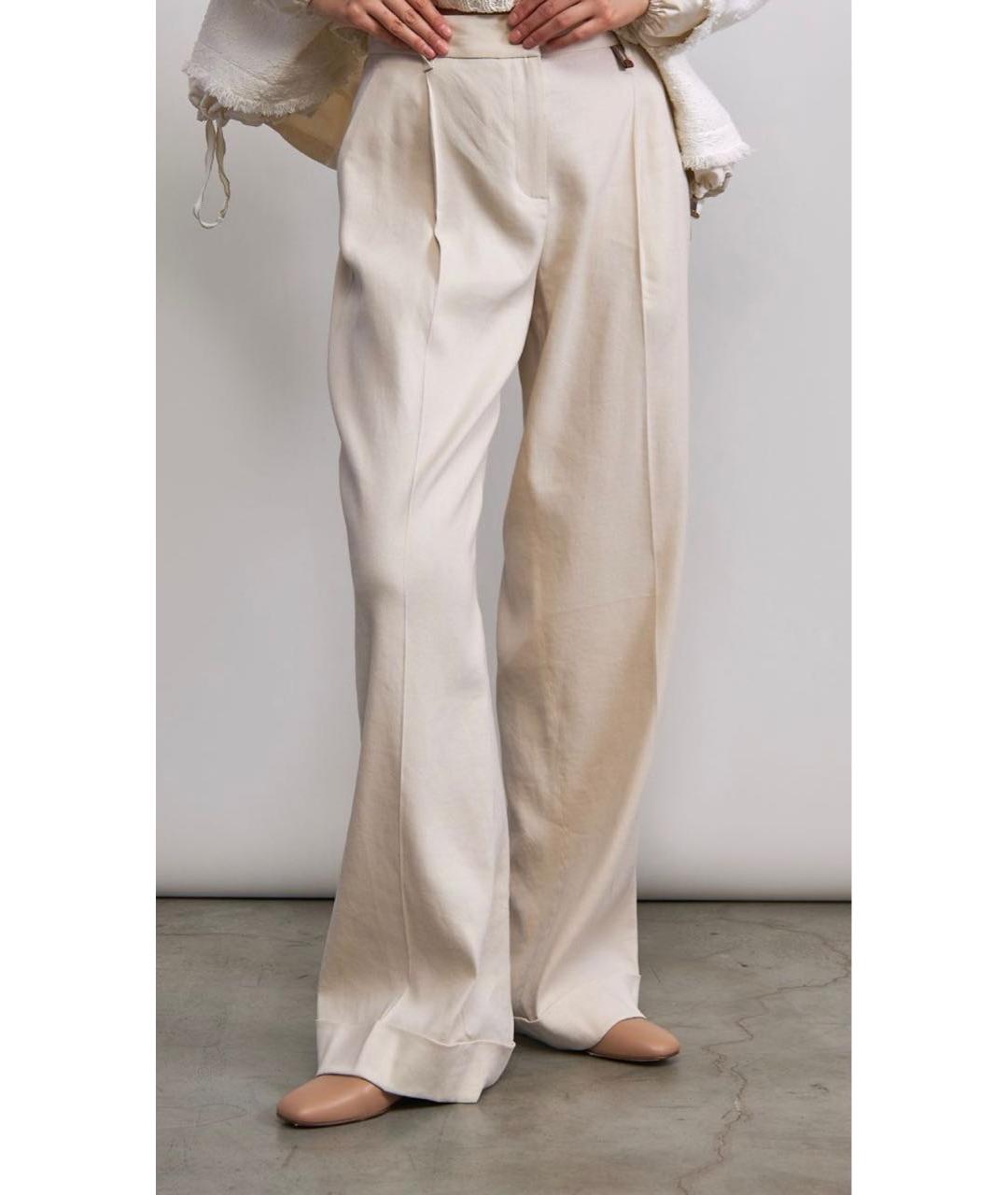 LORENA ANTONIAZZI Бежевые льняные брюки широкие, фото 2