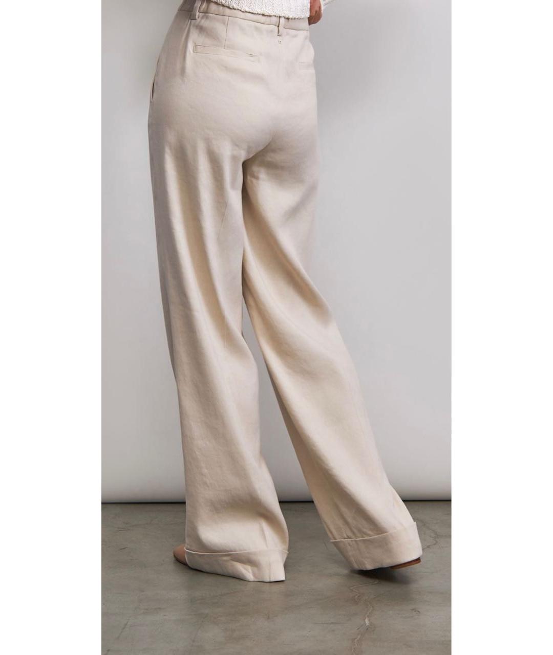 LORENA ANTONIAZZI Бежевые льняные брюки широкие, фото 3