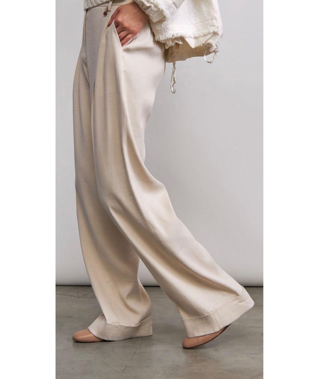 LORENA ANTONIAZZI Бежевые льняные брюки широкие, фото 4