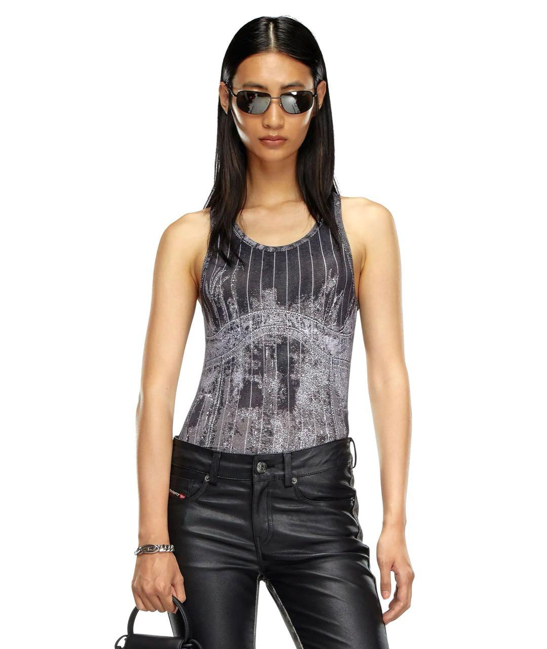 DIESEL Серая полиамидовая майка, фото 2