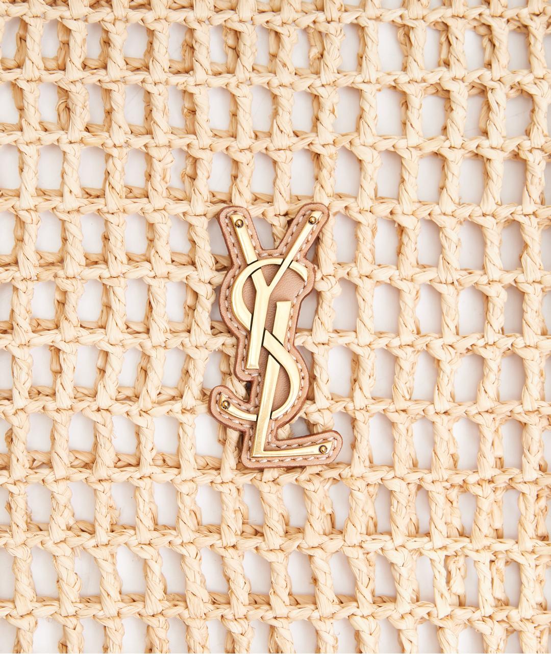 SAINT LAURENT Бежевая плетеная сумка через плечо, фото 4