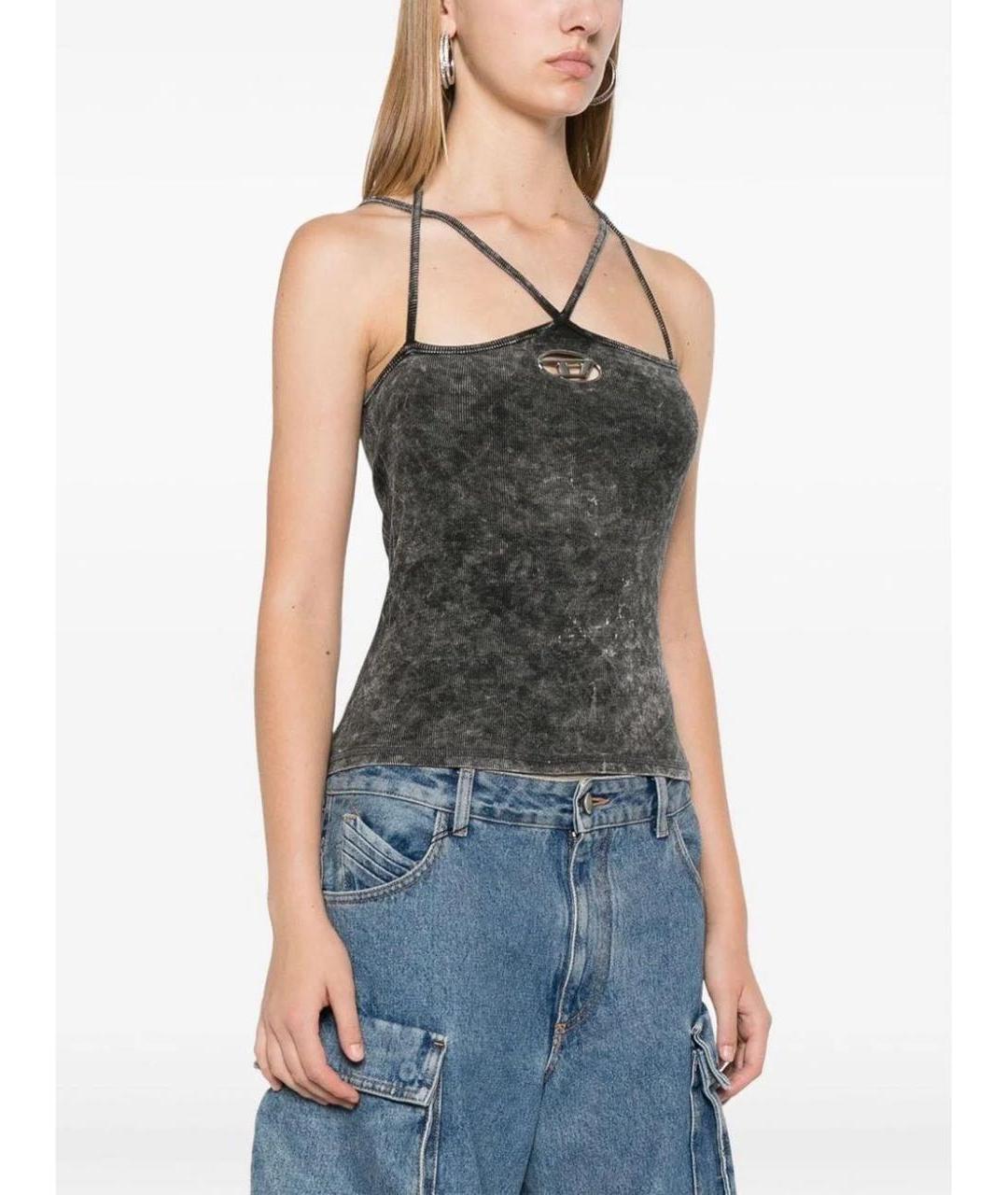DIESEL Серая хлопко-эластановая майка, фото 3