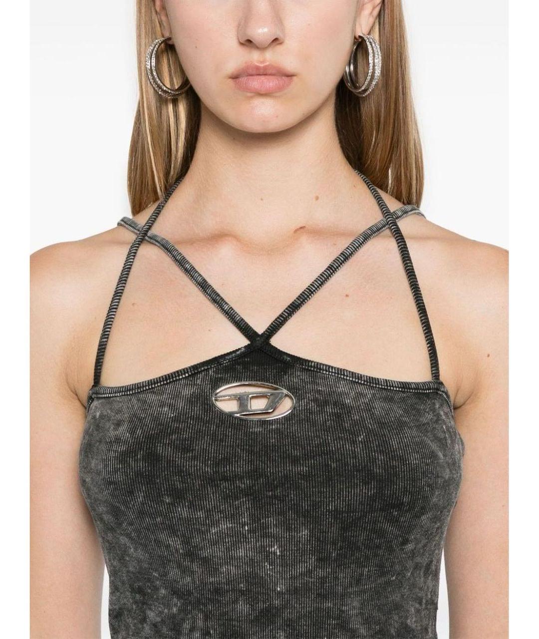 DIESEL Серая хлопко-эластановая майка, фото 4