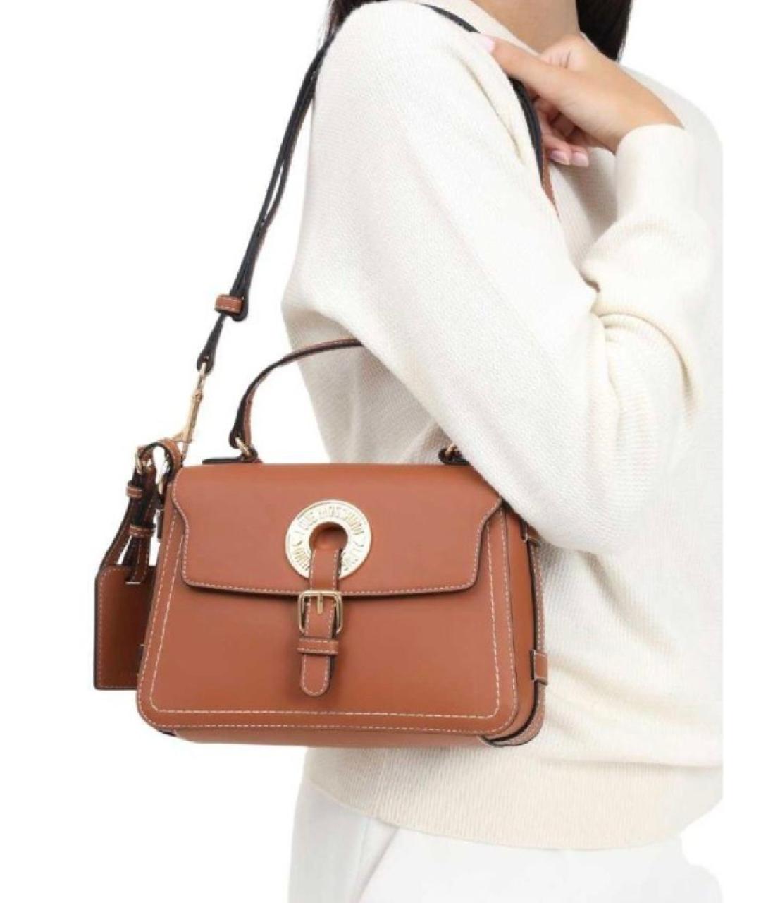 LOVE MOSCHINO Коричневая сумка с короткими ручками из искусственной кожи, фото 3