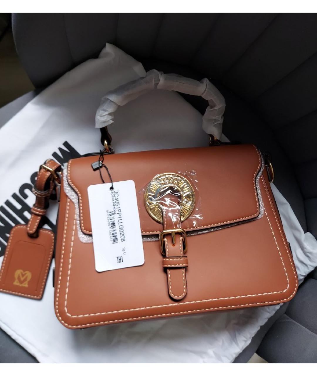 LOVE MOSCHINO Коричневая сумка с короткими ручками из искусственной кожи, фото 4