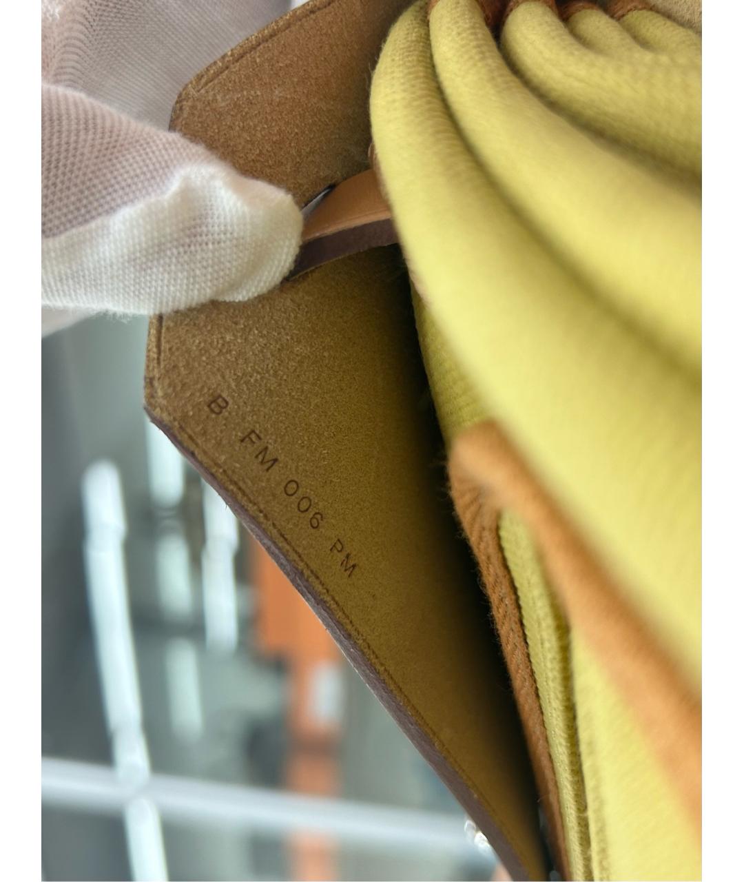 HERMES Желтая деним сумка с короткими ручками, фото 6