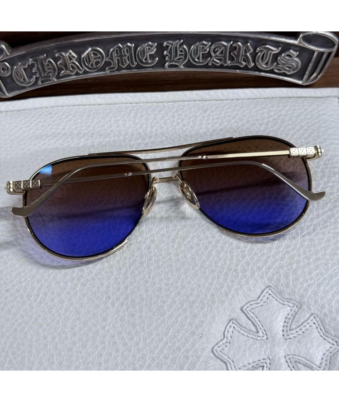 CHROME HEARTS Золотые металлические солнцезащитные очки, фото 3