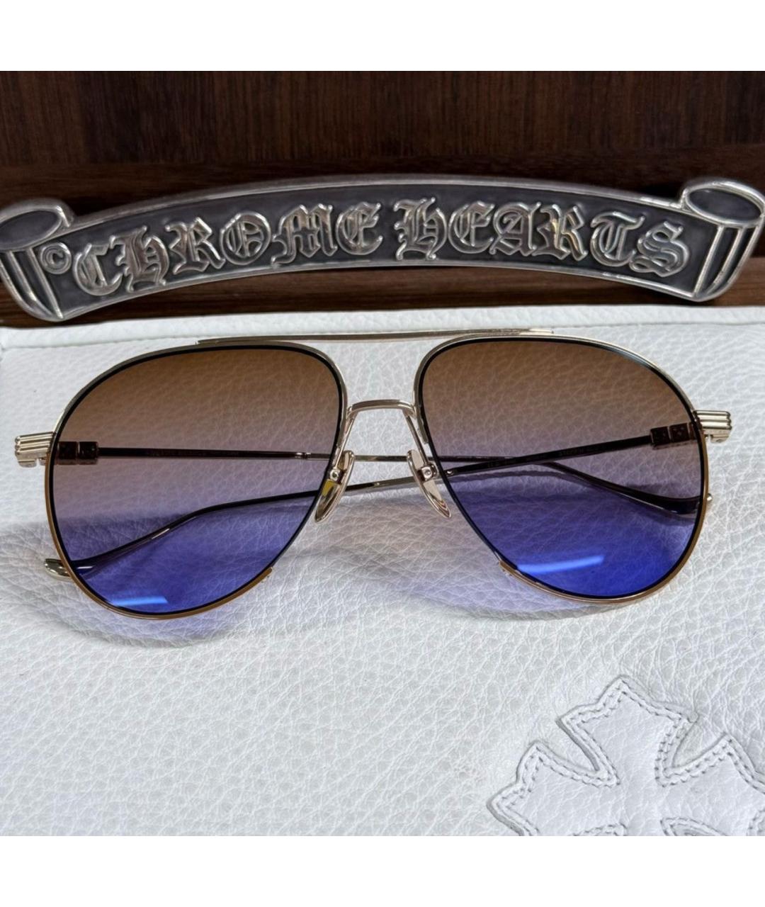 CHROME HEARTS Золотые металлические солнцезащитные очки, фото 4
