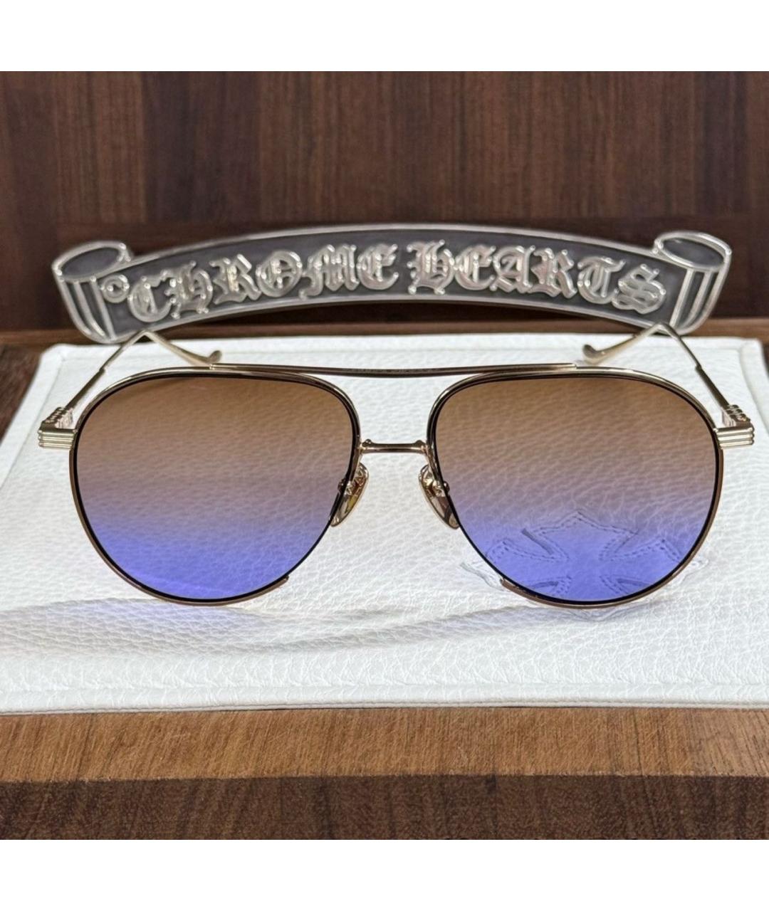 CHROME HEARTS Золотые металлические солнцезащитные очки, фото 5