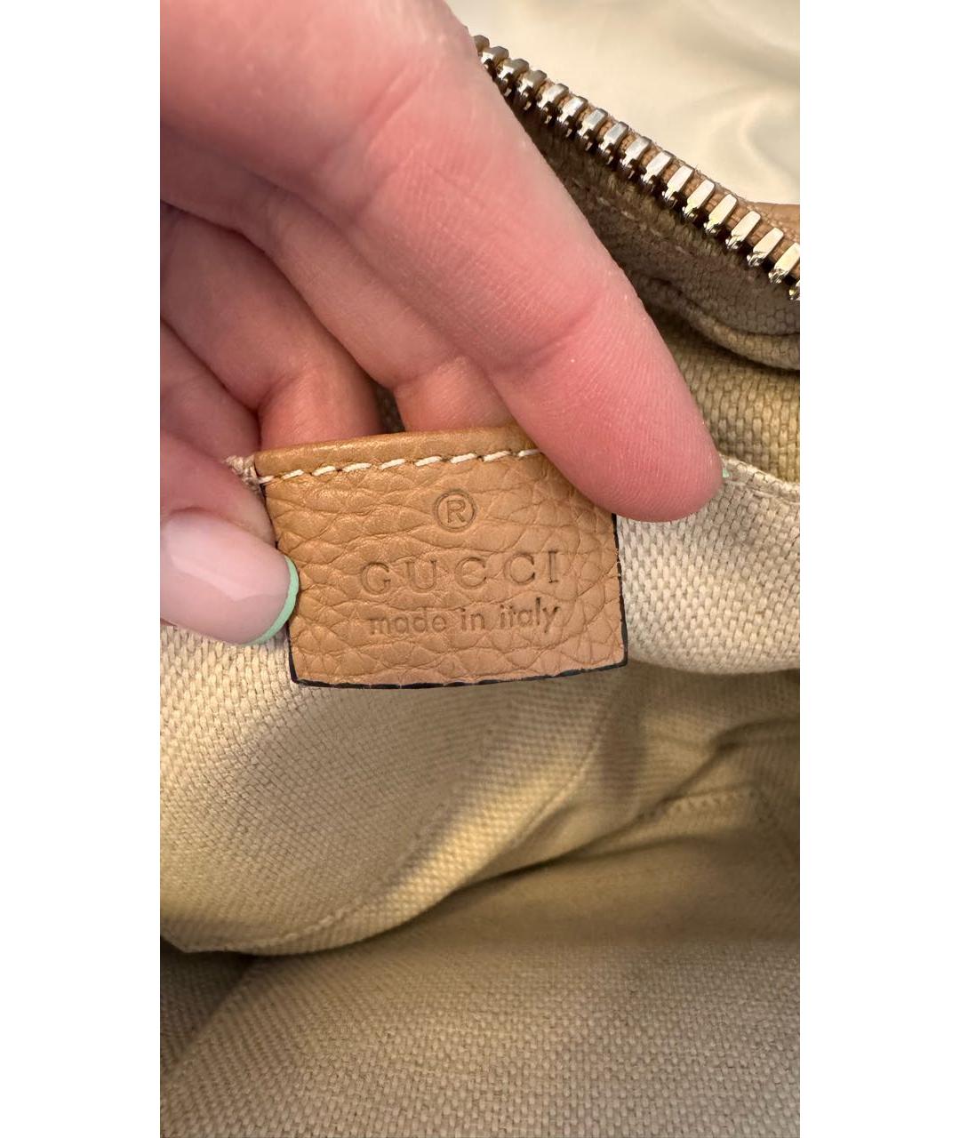 GUCCI Бежевая кожаная сумка через плечо, фото 5