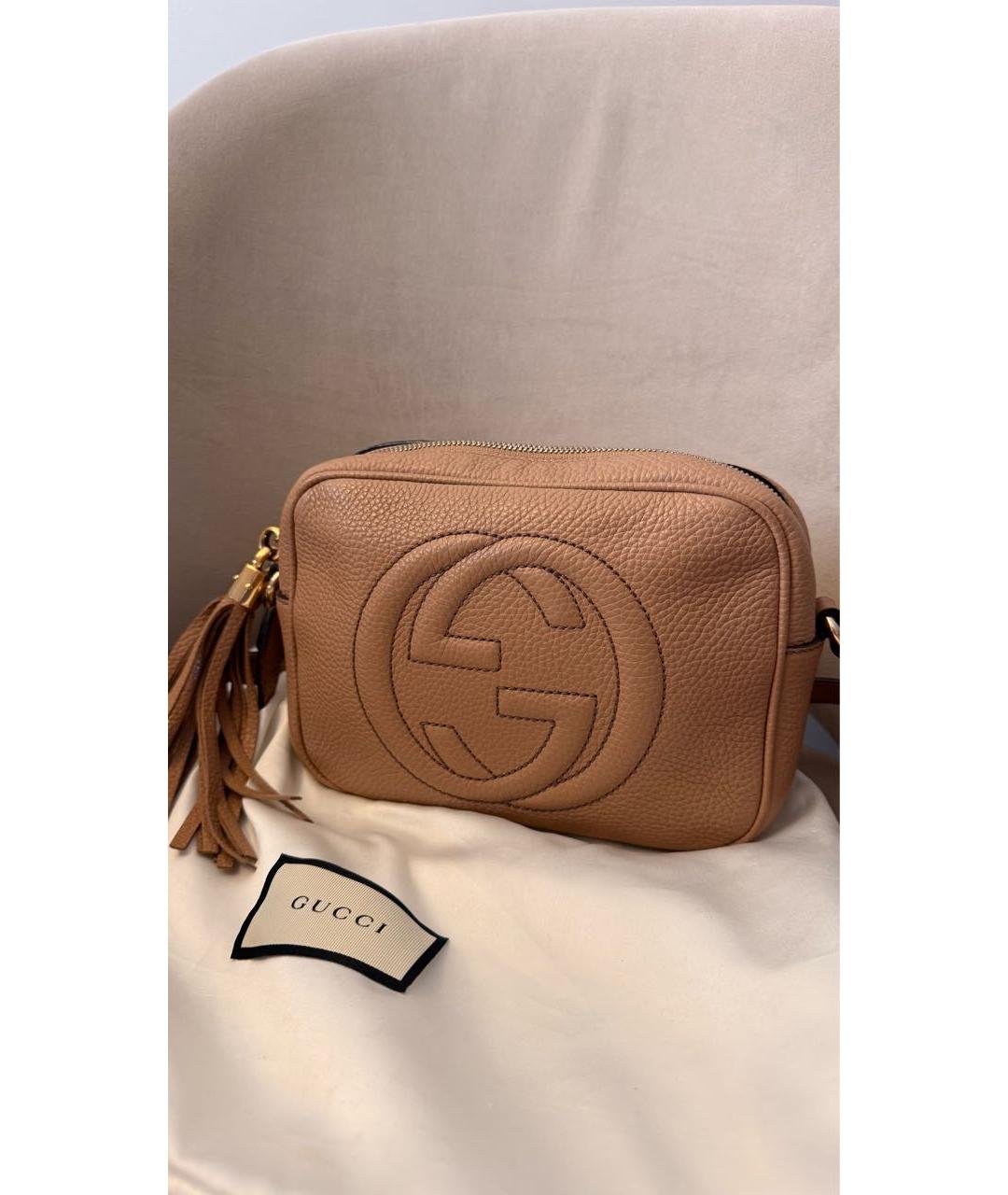 GUCCI Бежевая кожаная сумка через плечо, фото 9