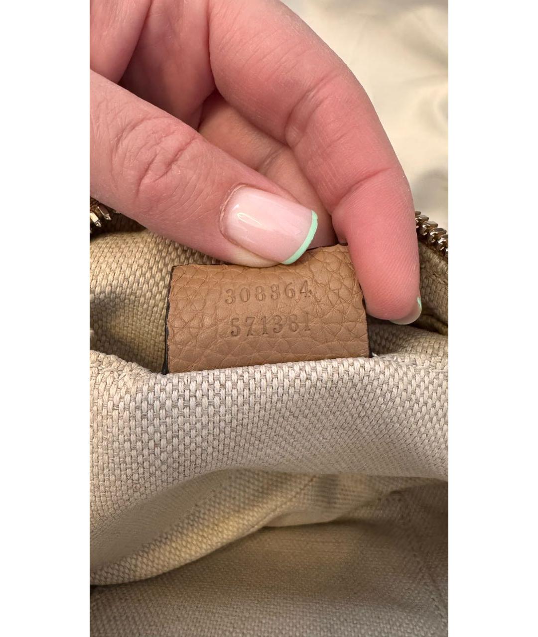 GUCCI Бежевая кожаная сумка через плечо, фото 6