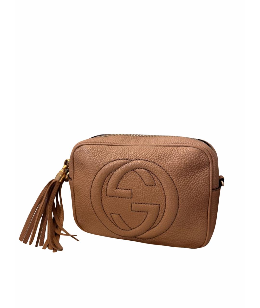 GUCCI Бежевая кожаная сумка через плечо, фото 1