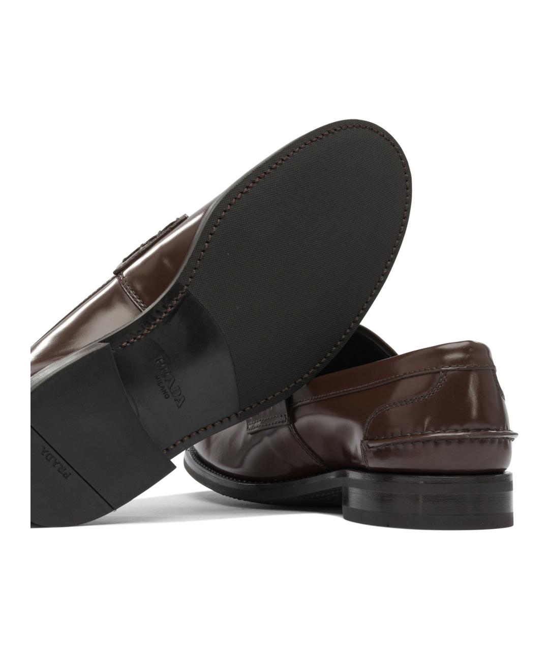 PRADA Коричневые кожаные лоферы, фото 5