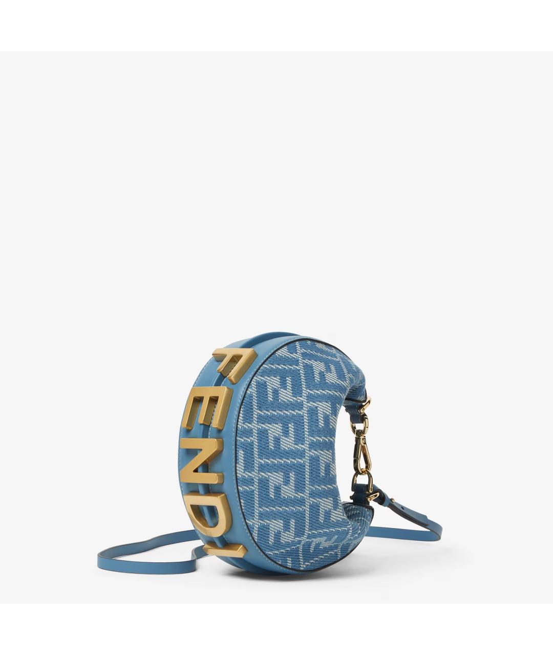 FENDI Голубая хлопковая сумка с короткими ручками, фото 2