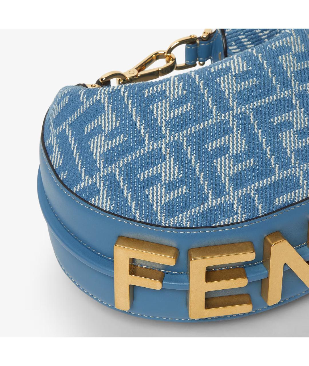 FENDI Голубая хлопковая сумка с короткими ручками, фото 4