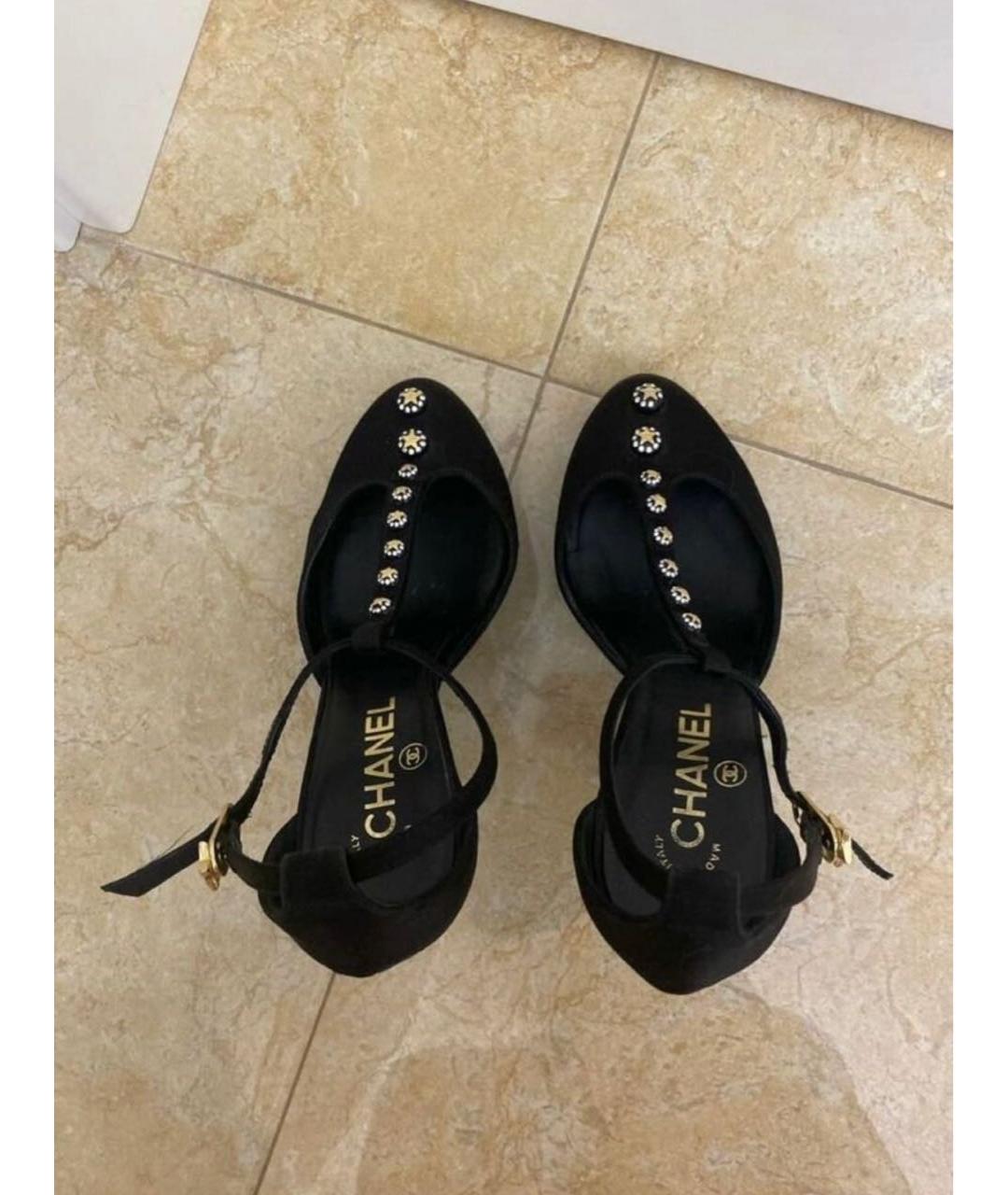 CHANEL Черные текстильные туфли, фото 3