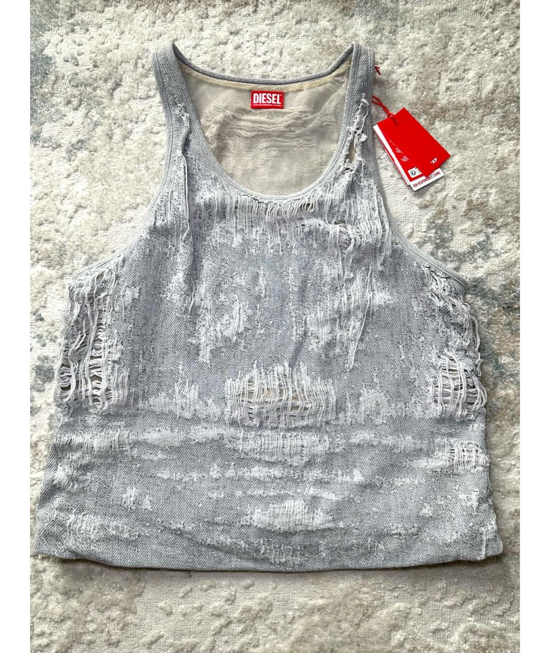 DIESEL Серое хлопко-эластановое повседневное платье, фото 4