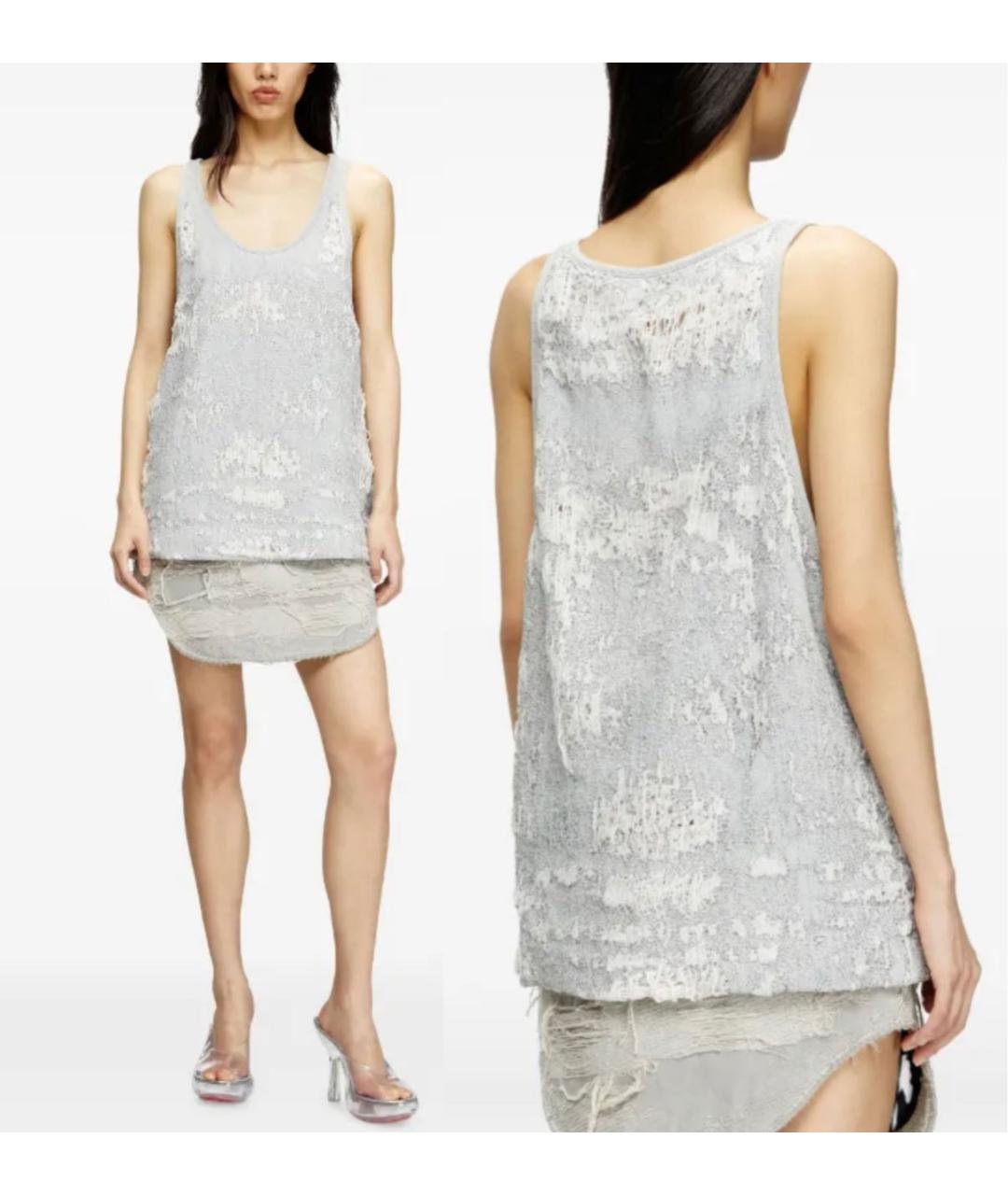 DIESEL Серое хлопко-эластановое повседневное платье, фото 6