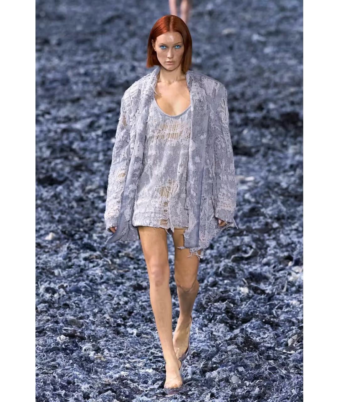 DIESEL Серое хлопко-эластановое повседневное платье, фото 2