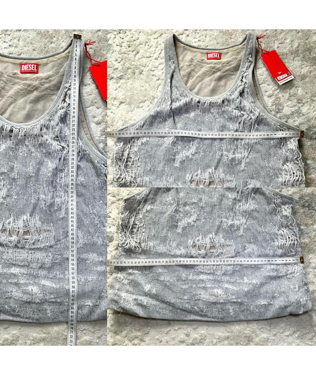 DIESEL Серое хлопко-эластановое повседневное платье, фото 5