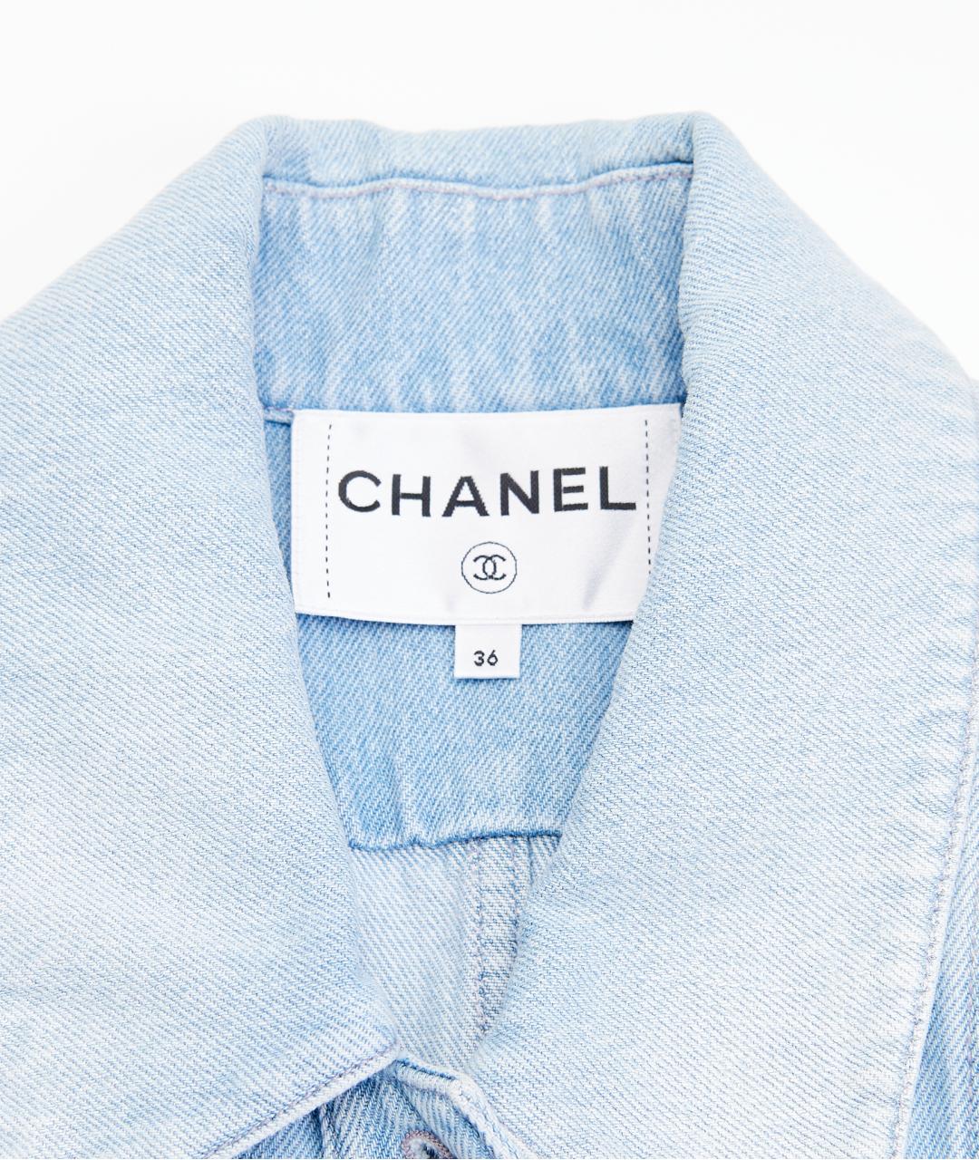 CHANEL Голубой хлопковый костюм с брюками, фото 7