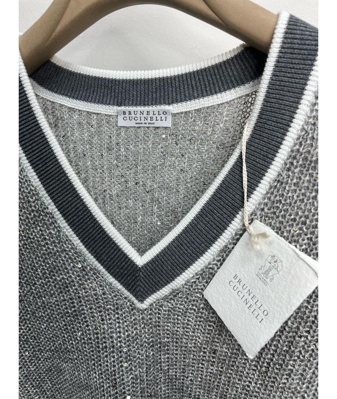 BRUNELLO CUCINELLI Серебряная льняная жилетка, фото 4