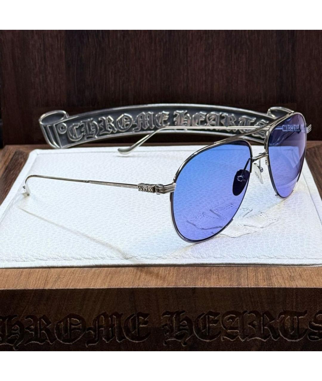 CHROME HEARTS Серебряные металлические солнцезащитные очки, фото 2