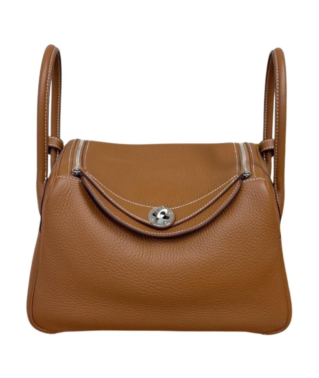 HERMES Коричневая кожаная сумка с короткими ручками, фото 1