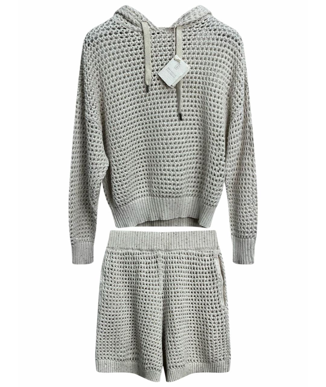 BRUNELLO CUCINELLI Бежевый хлопковый костюм с брюками, фото 1