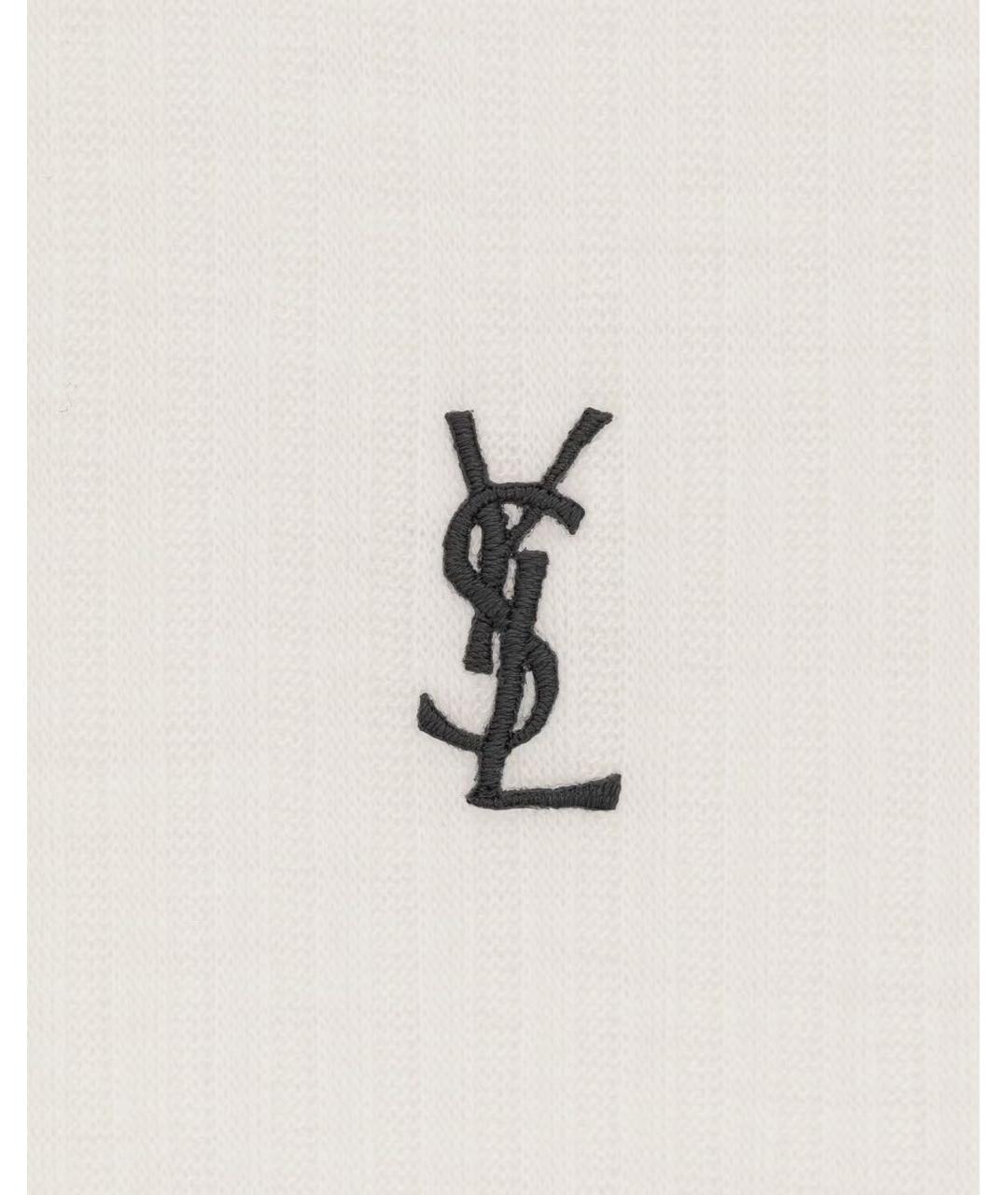 SAINT LAURENT Бежевая хлопковая майка, фото 4