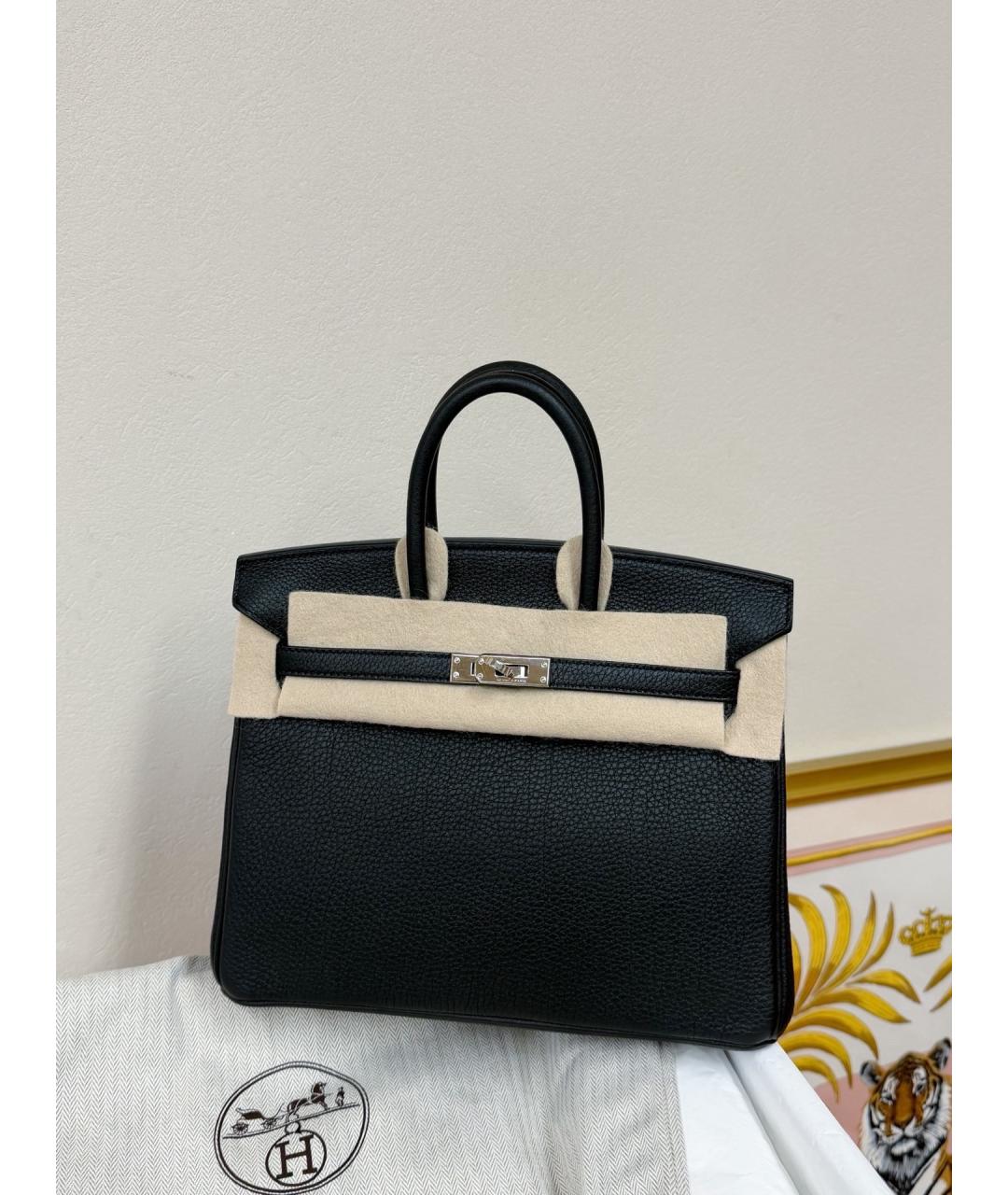 HERMES Черная кожаная сумка с короткими ручками, фото 6