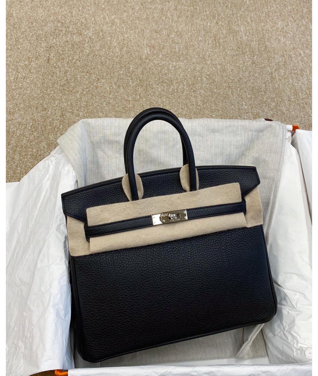 HERMES Черная кожаная сумка с короткими ручками, фото 5