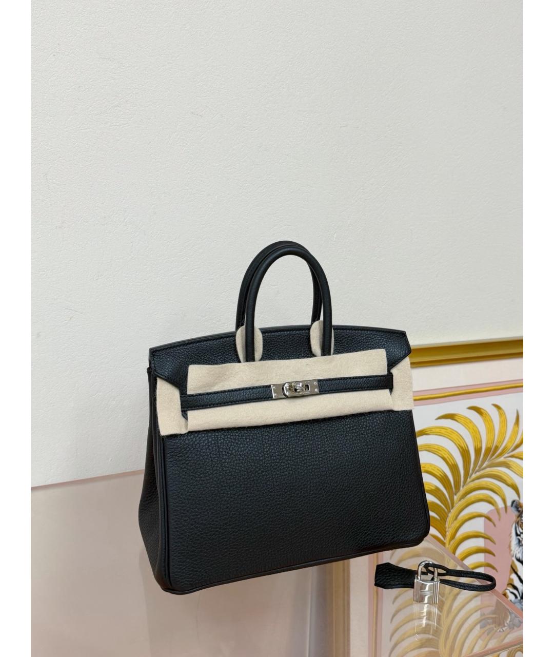 HERMES Черная кожаная сумка с короткими ручками, фото 3