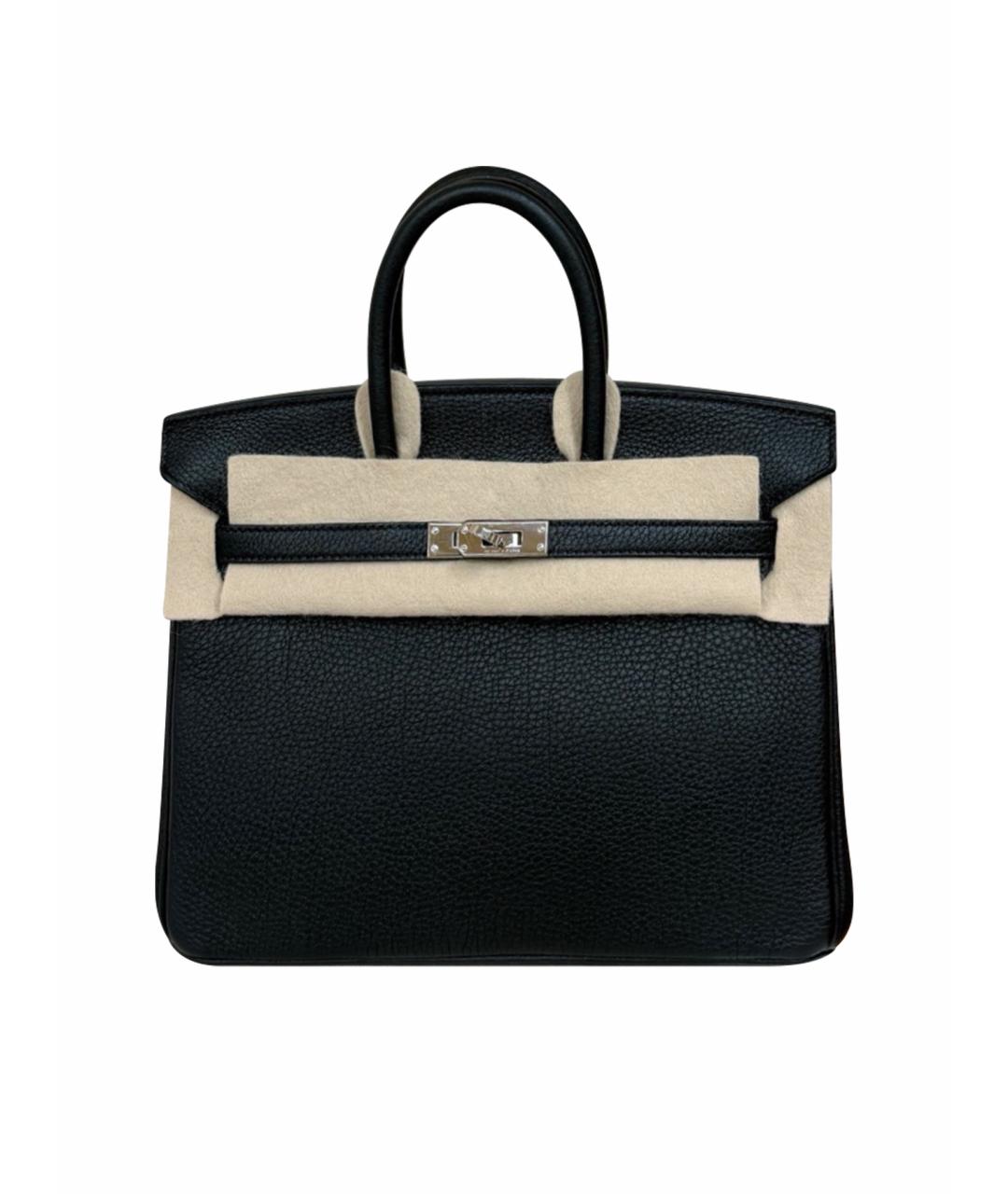 HERMES Черная кожаная сумка с короткими ручками, фото 1