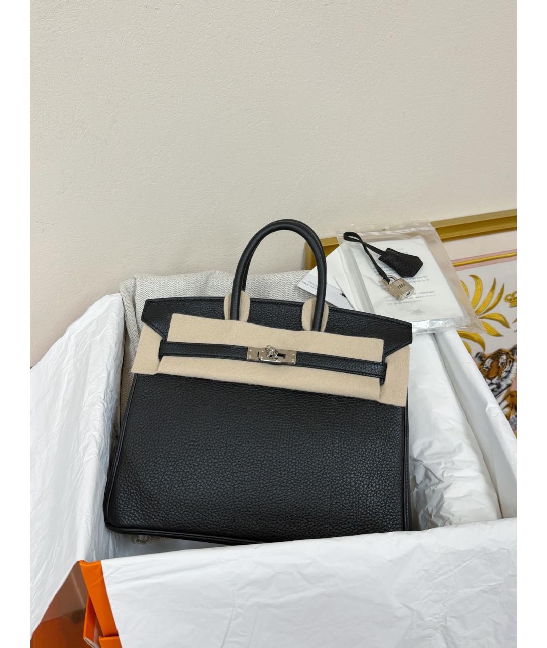 HERMES Черная кожаная сумка с короткими ручками, фото 2