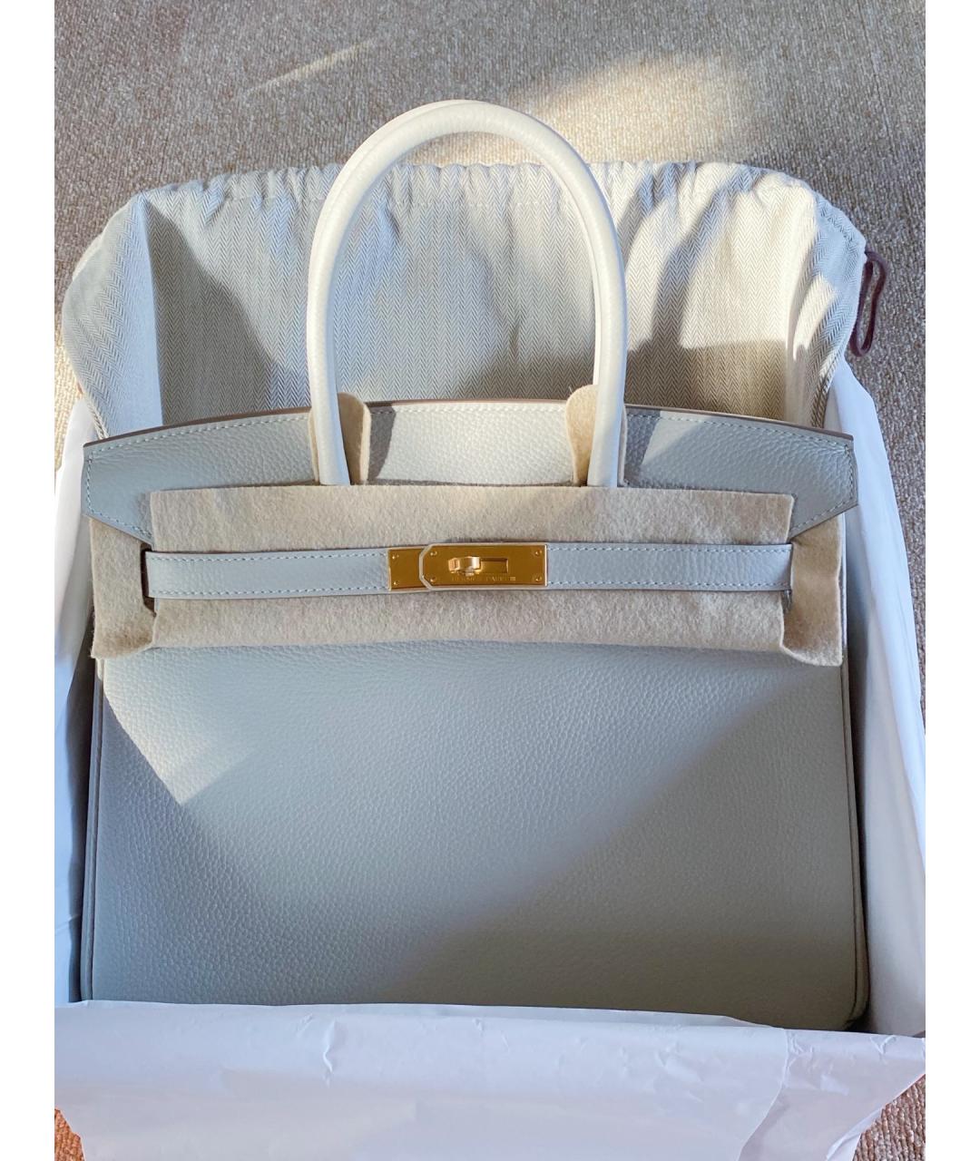 HERMES Серая кожаная сумка с короткими ручками, фото 5