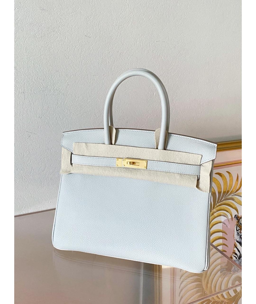 HERMES Серая кожаная сумка с короткими ручками, фото 6