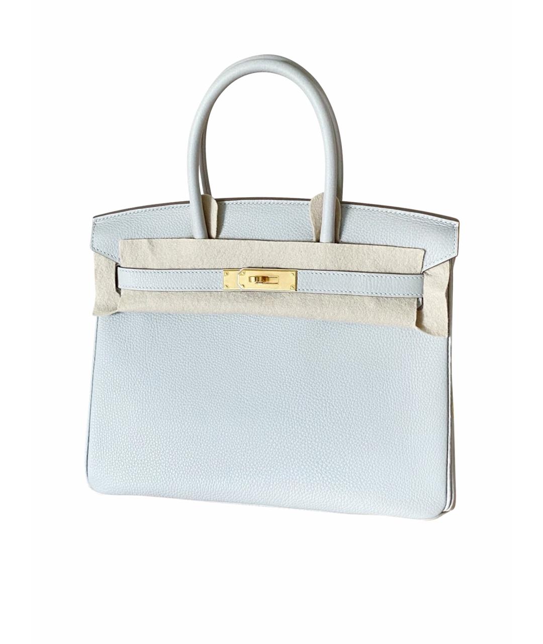 HERMES Серая кожаная сумка с короткими ручками, фото 1