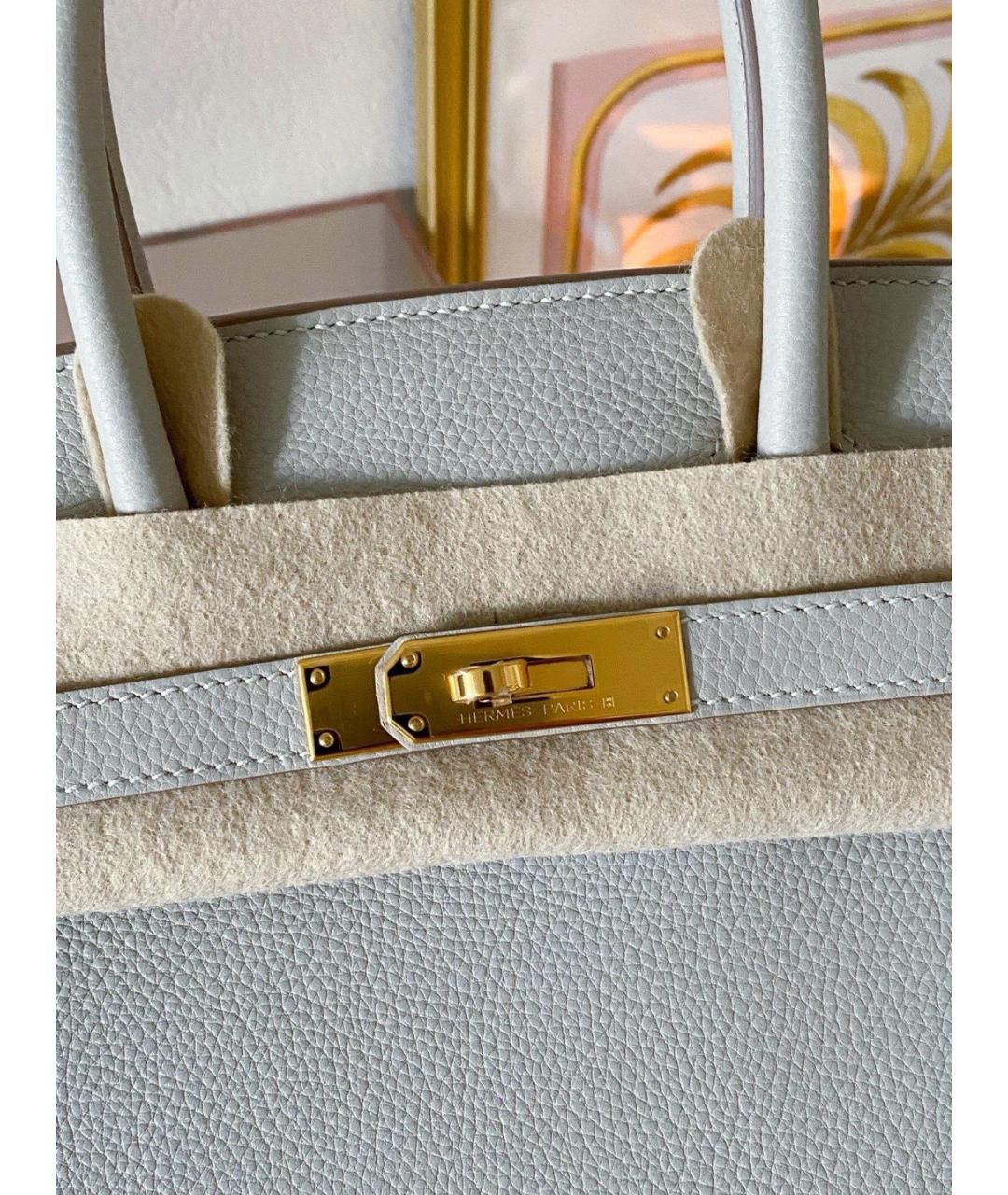 HERMES Серая кожаная сумка с короткими ручками, фото 3