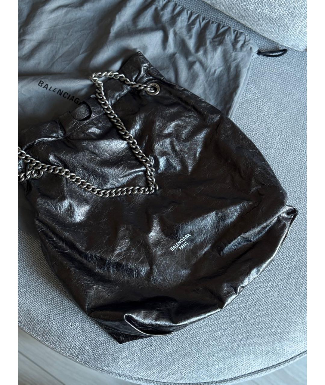 BALENCIAGA Антрацитовая кожаная сумка тоут, фото 3